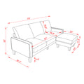 Modern Living Room Furniture L Shape Sofa With Ottoman In Dark Grey Fabric Dark Grey Foam Fabric