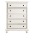 Casual White Finish 1Pc Chest Of Drawers Antique Bronze Tone Knobs Bun Feet Bedroom Furniture White Bedroom Wood