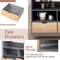 Rolling Kitchen Island With Storage, Two Sided Kitchen Island Cart On Wheels With Wood Top, Wine And Spice Rack, Large Kitchen Cart With 2 Drawers, 3 Open Compartments, Grey Blue Blue Kitchen Classic,French,Mid Century Modern,Modern,Rustic Rectangular