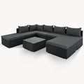 8 Pieces Outdoor Patio Furniture Sets, Garden Conversation Wicker Sofa Set, Single Sofa Combinable, Gray Cushions Black Wicker Yes Gray Wicker