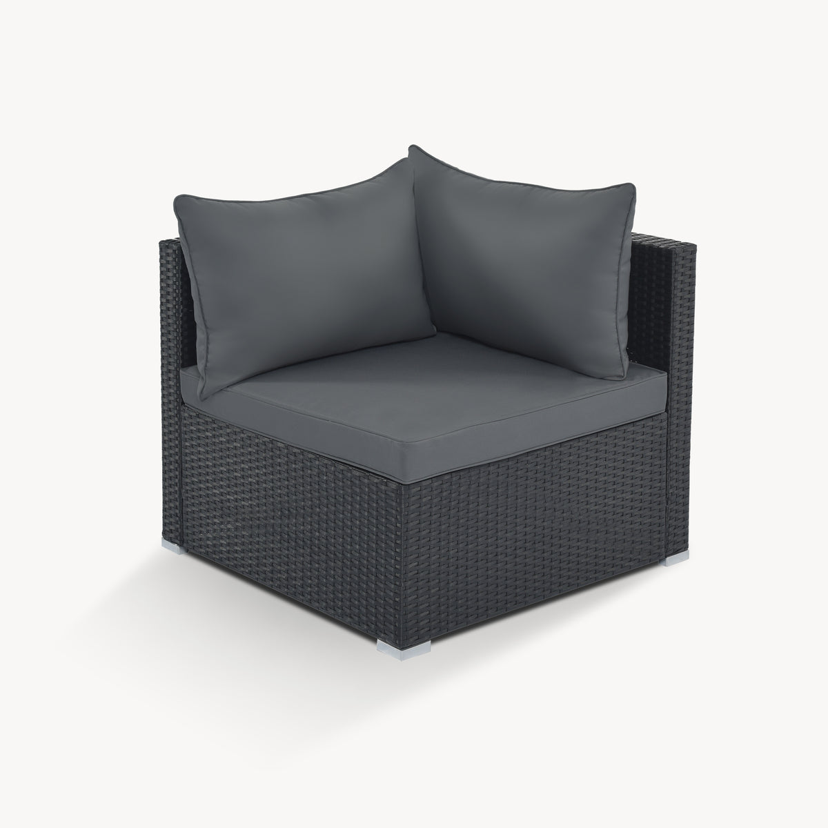 8 Pieces Outdoor Patio Furniture Sets, Garden Conversation Wicker Sofa Set, Single Sofa Combinable, Gray Cushions Black Wicker Yes Gray Wicker