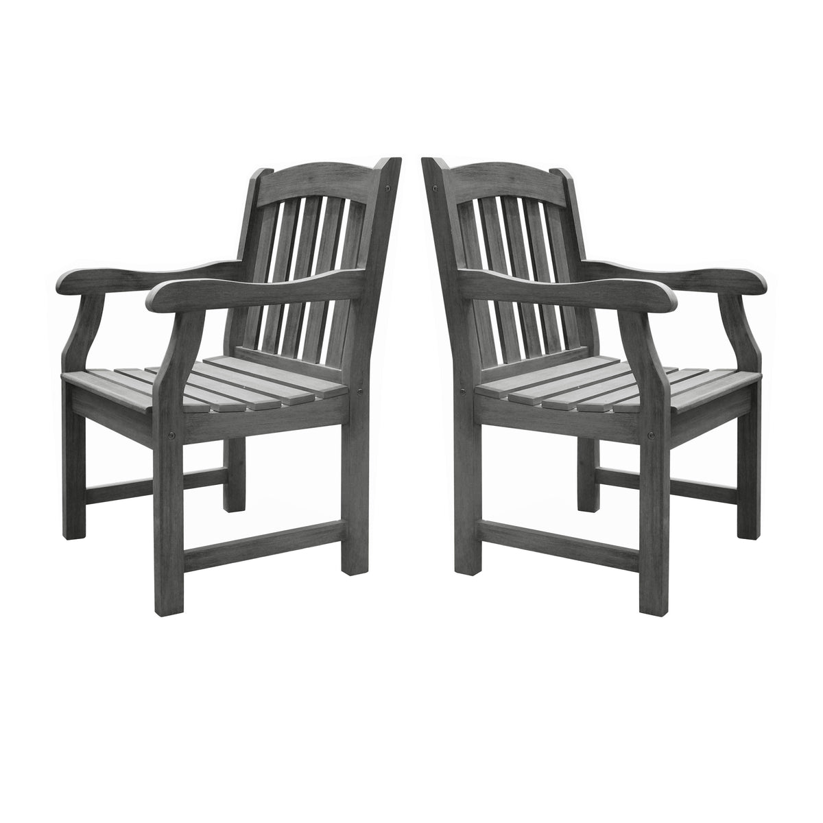 Malibu Outdoor Garden Armchair Gray Solid Wood