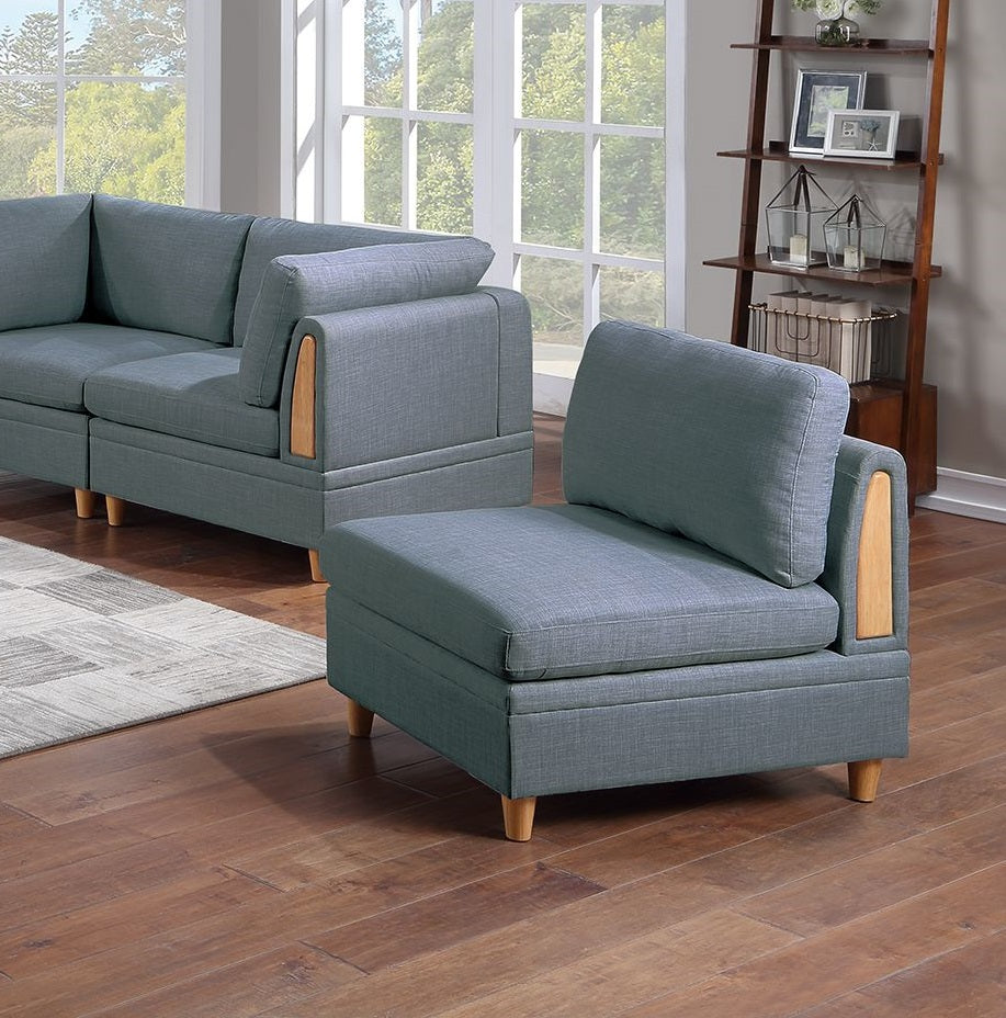 Living Room Furniture Armless Chair Steel Color Dorris Fabric 1Pc Cushion Armless Chair Wooden Deco Grey Mix Primary Living Space Contemporary,Transitional Fabric