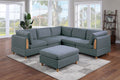 Living Room Furniture Ottoman Steel Color Dorris Fabric 1Pc Cushion Ottomans Wooden Legs Deco Grey Mix Primary Living Space Grey Contemporary,Transitional Fabric