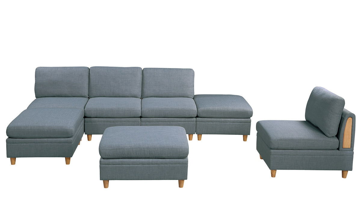 Living Room Furniture Corner Wedge Steel Color Dorris Fabric 1Pc Cushion Wedge Sofa Wooden Legs Grey Mix Primary Living Space Contemporary,Transitional Fabric