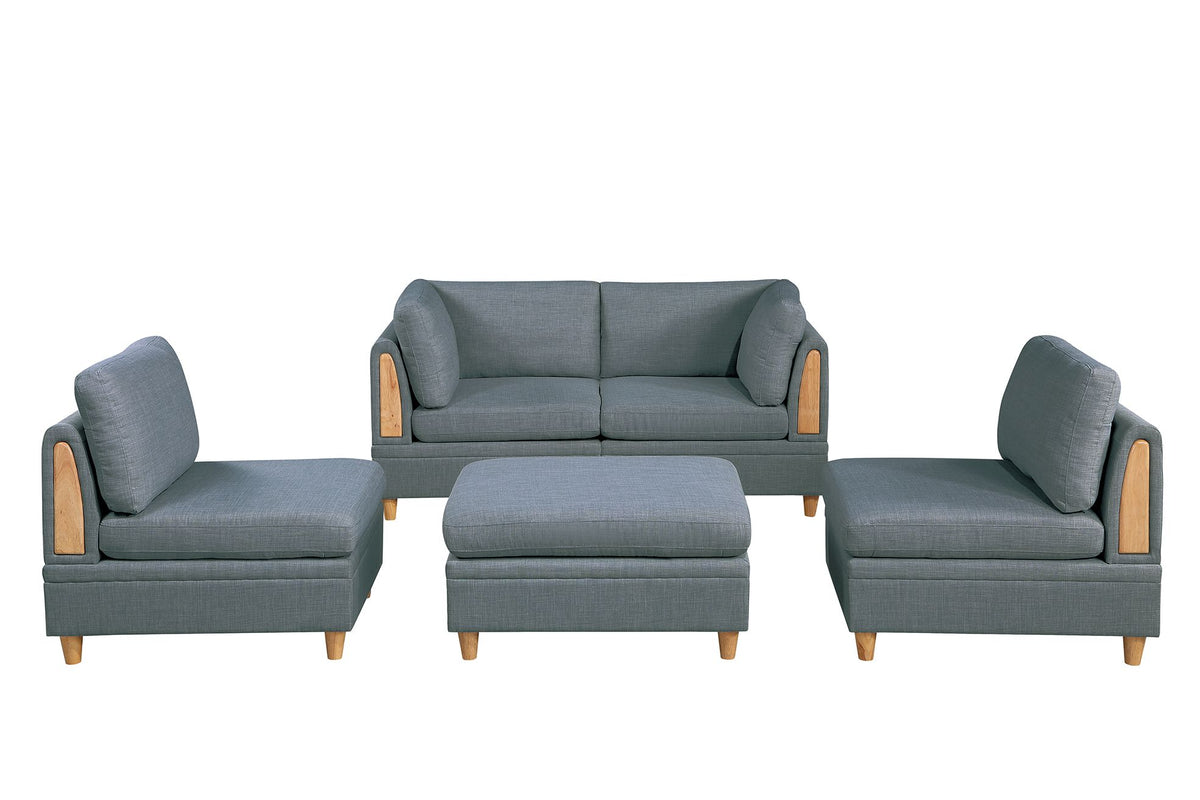 Living Room Furniture Armless Chair Steel Color Dorris Fabric 1Pc Cushion Armless Chair Wooden Deco Grey Mix Primary Living Space Contemporary,Transitional Fabric