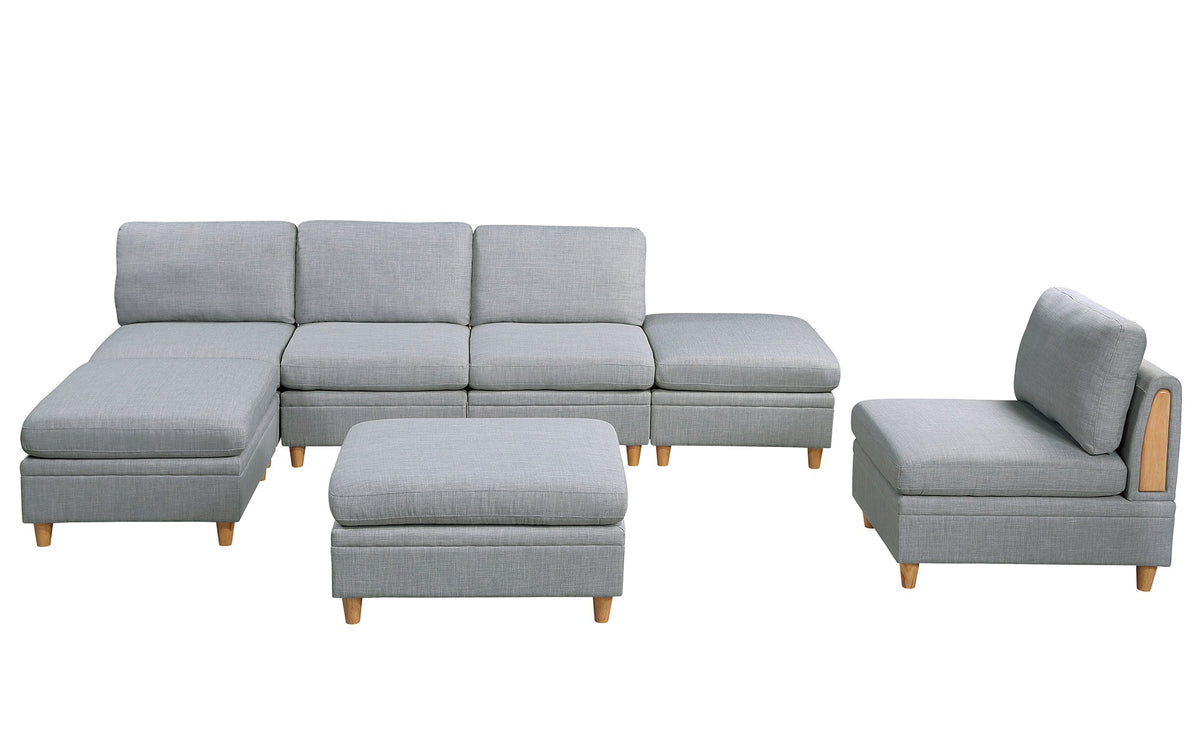 Living Room Furniture Corner Wedge Light Grey Dorris Fabric 1Pc Cushion Wedge Sofa Wooden Legs Light Grey Primary Living Space Contemporary,Transitional Fabric