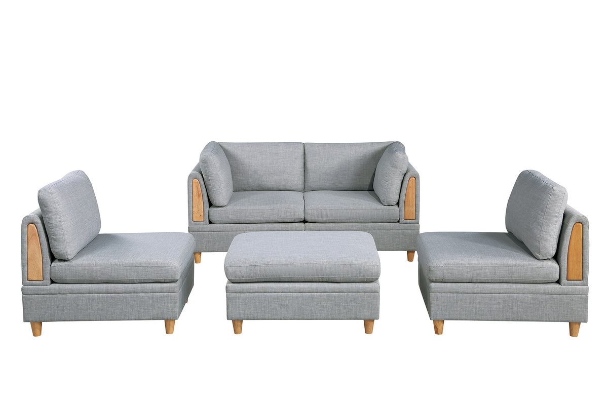 Living Room Furniture Armless Chair Light Grey Dorris Fabric 1Pc Cushion Armless Chair Wooden Legs Light Grey Primary Living Space Contemporary,Modern,Transitional Fabric