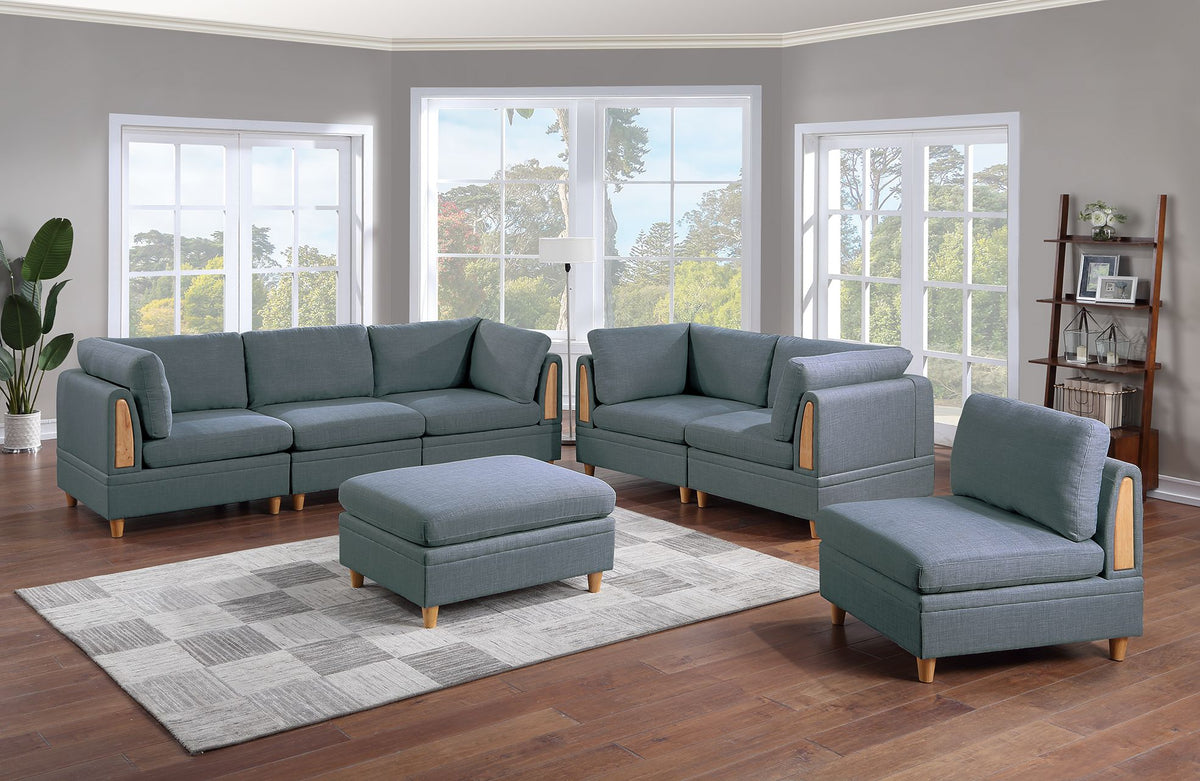 Living Room Furniture Corner Wedge Steel Color Dorris Fabric 1Pc Cushion Wedge Sofa Wooden Legs Grey Mix Primary Living Space Contemporary,Transitional Fabric