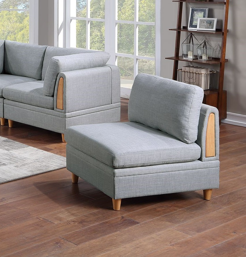 Living Room Furniture Armless Chair Light Grey Dorris Fabric 1Pc Cushion Armless Chair Wooden Legs Light Grey Primary Living Space Contemporary,Modern,Transitional Fabric