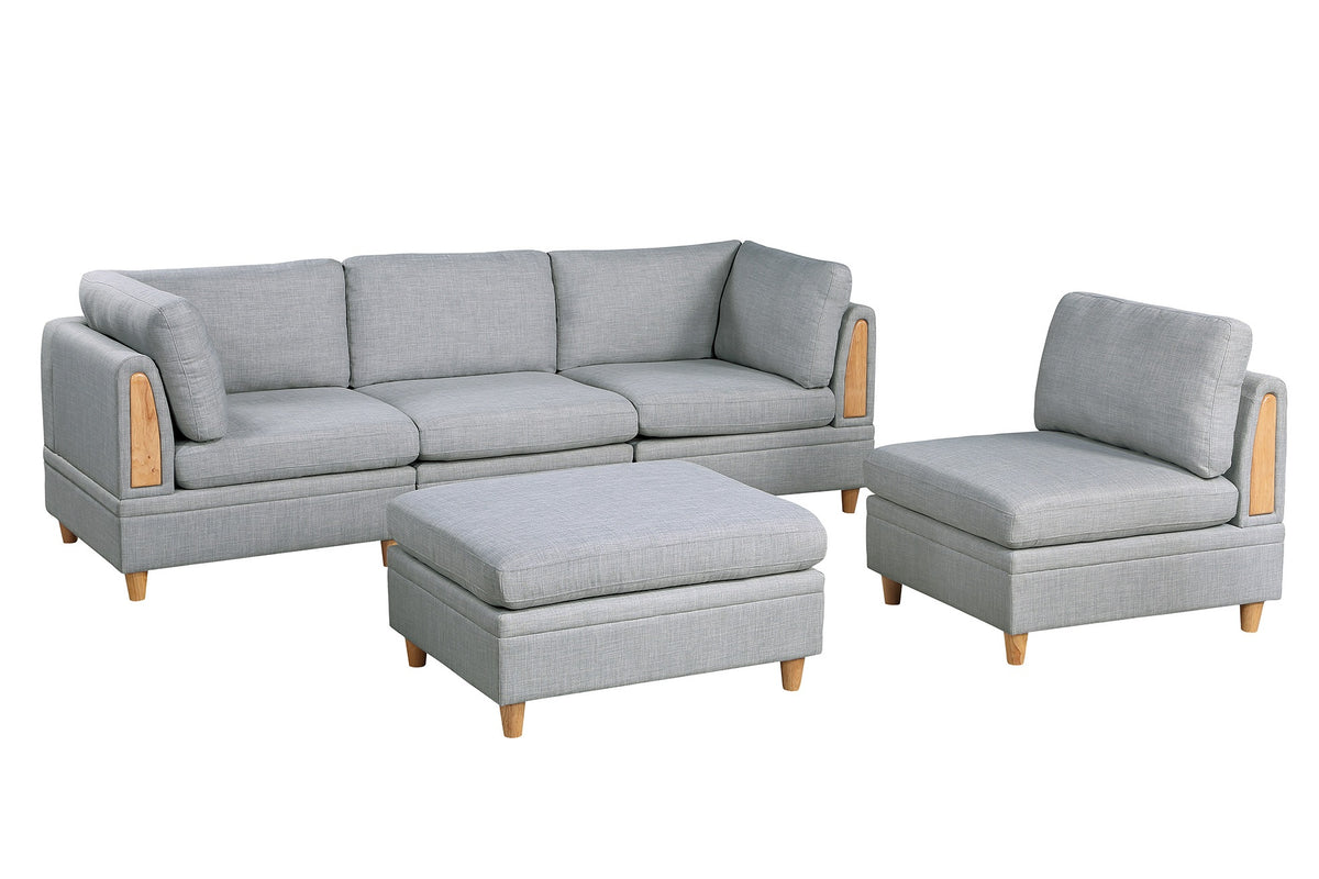 Living Room Furniture Corner Wedge Light Grey Dorris Fabric 1Pc Cushion Wedge Sofa Wooden Legs Light Grey Primary Living Space Contemporary,Transitional Fabric