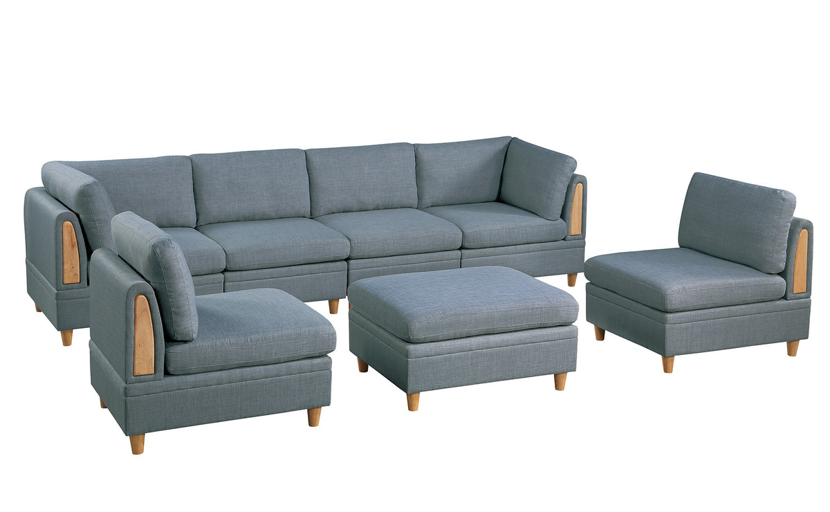 Living Room Furniture Corner Wedge Steel Color Dorris Fabric 1Pc Cushion Wedge Sofa Wooden Legs Grey Mix Primary Living Space Contemporary,Transitional Fabric