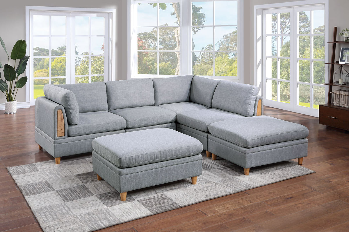 Living Room Furniture Armless Chair Light Grey Dorris Fabric 1Pc Cushion Armless Chair Wooden Legs Light Grey Primary Living Space Contemporary,Modern,Transitional Fabric