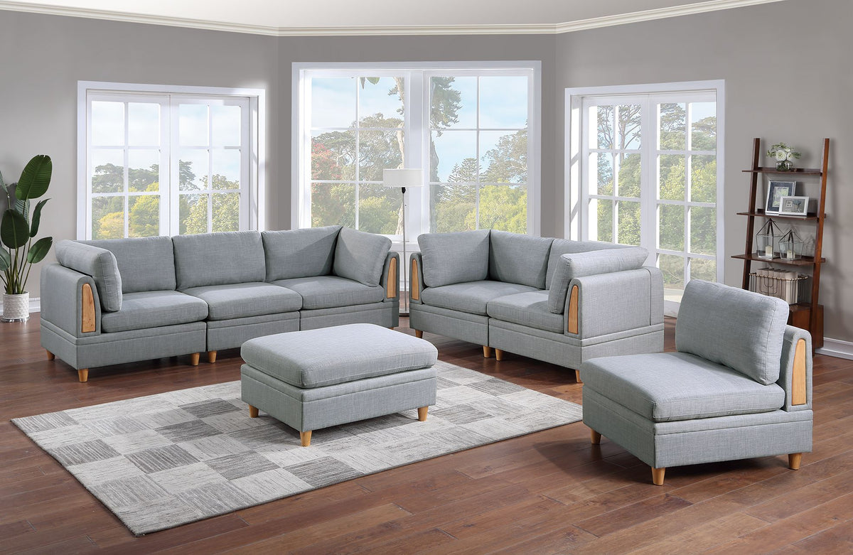 Living Room Furniture Corner Wedge Light Grey Dorris Fabric 1Pc Cushion Wedge Sofa Wooden Legs Light Grey Primary Living Space Contemporary,Transitional Fabric