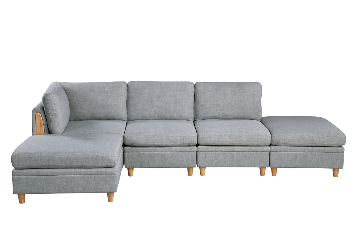Living Room Furniture Armless Chair Light Grey Dorris Fabric 1Pc Cushion Armless Chair Wooden Legs Light Grey Primary Living Space Contemporary,Modern,Transitional Fabric