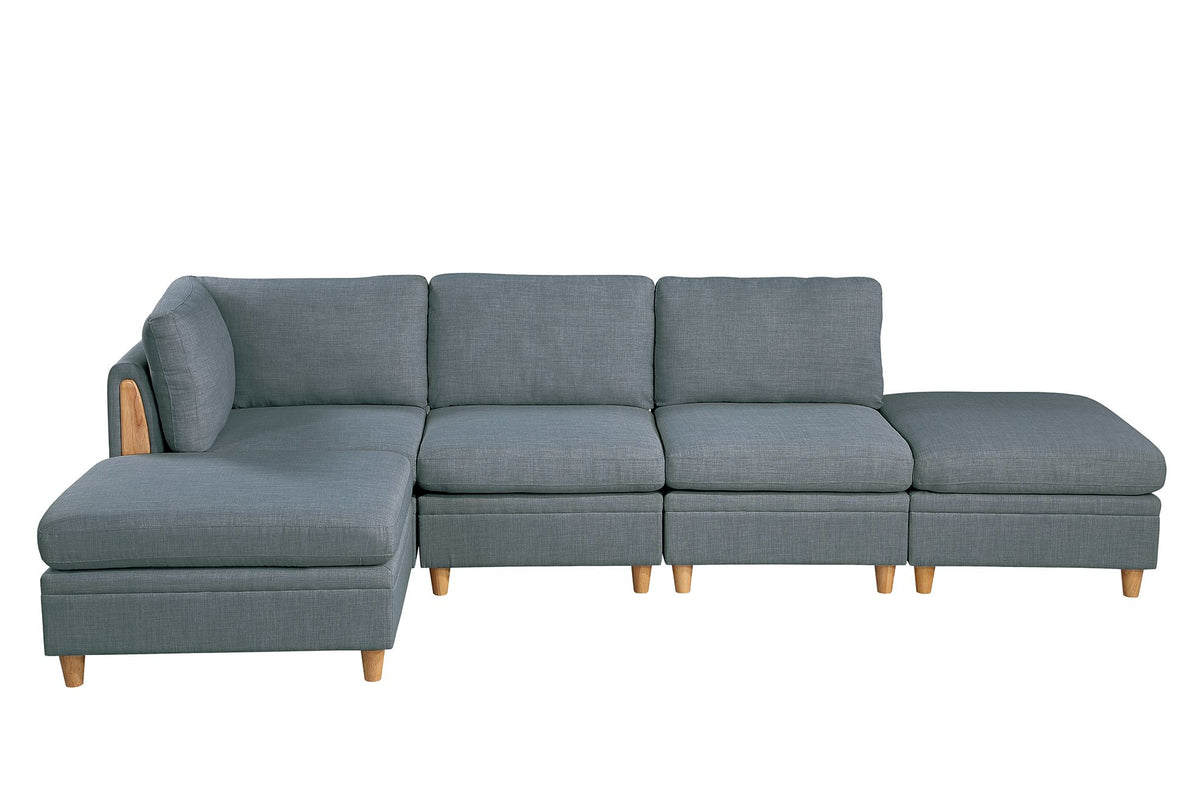 Living Room Furniture Corner Wedge Steel Color Dorris Fabric 1Pc Cushion Wedge Sofa Wooden Legs Grey Mix Primary Living Space Contemporary,Transitional Fabric