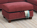 Sectional Sofa Red Velvet #F6419 Red Fabric 4 Seat