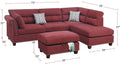 Sectional Sofa Red Velvet #F6419 Red Fabric 4 Seat