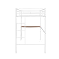 Twin Over Full Metal Bunk Bed With Desk, Ladder And Quality Slats For Bedroom, Metallic White Old Sku :Lp000092Aak White Metal