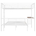 Twin Over Full Metal Bunk Bed With Desk, Ladder And Quality Slats For Bedroom, Metallic White Old Sku :Lp000092Aak White Metal