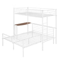 Twin Over Full Metal Bunk Bed With Desk, Ladder And Quality Slats For Bedroom, Metallic White Old Sku :Lp000092Aak White Metal