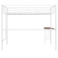 Twin Over Full Metal Bunk Bed With Desk, Ladder And Quality Slats For Bedroom, Metallic White Old Sku :Lp000092Aak White Metal