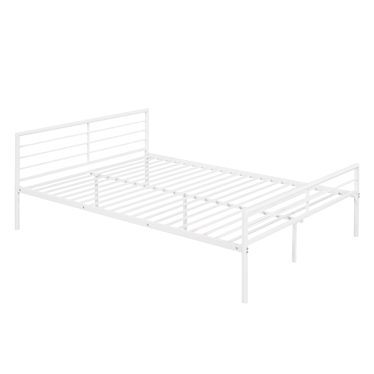 Twin Over Full Metal Bunk Bed With Desk, Ladder And Quality Slats For Bedroom, Metallic White Old Sku :Lp000092Aak White Metal