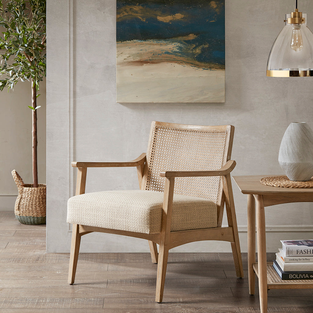 Accent Chair Light Brown Polyester