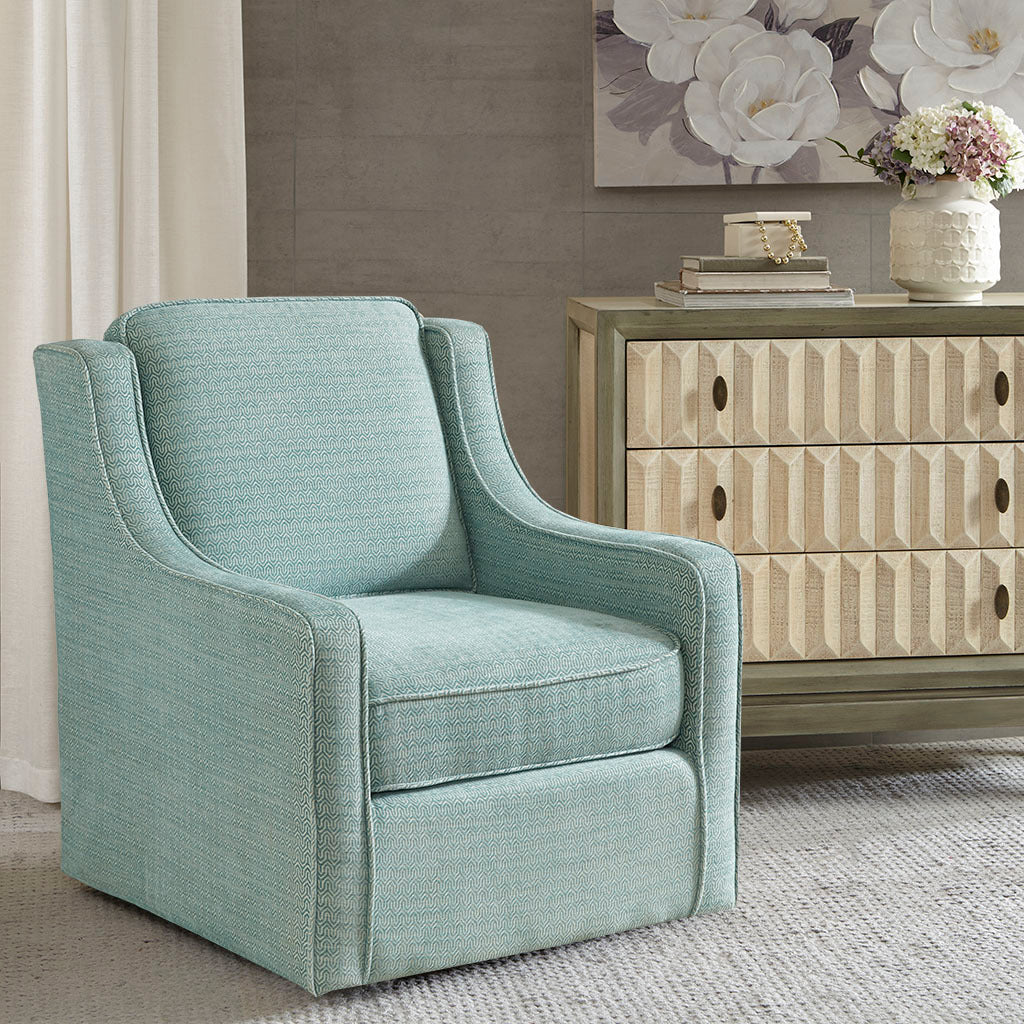 Harris Swivel Chair Blue Solid Wood