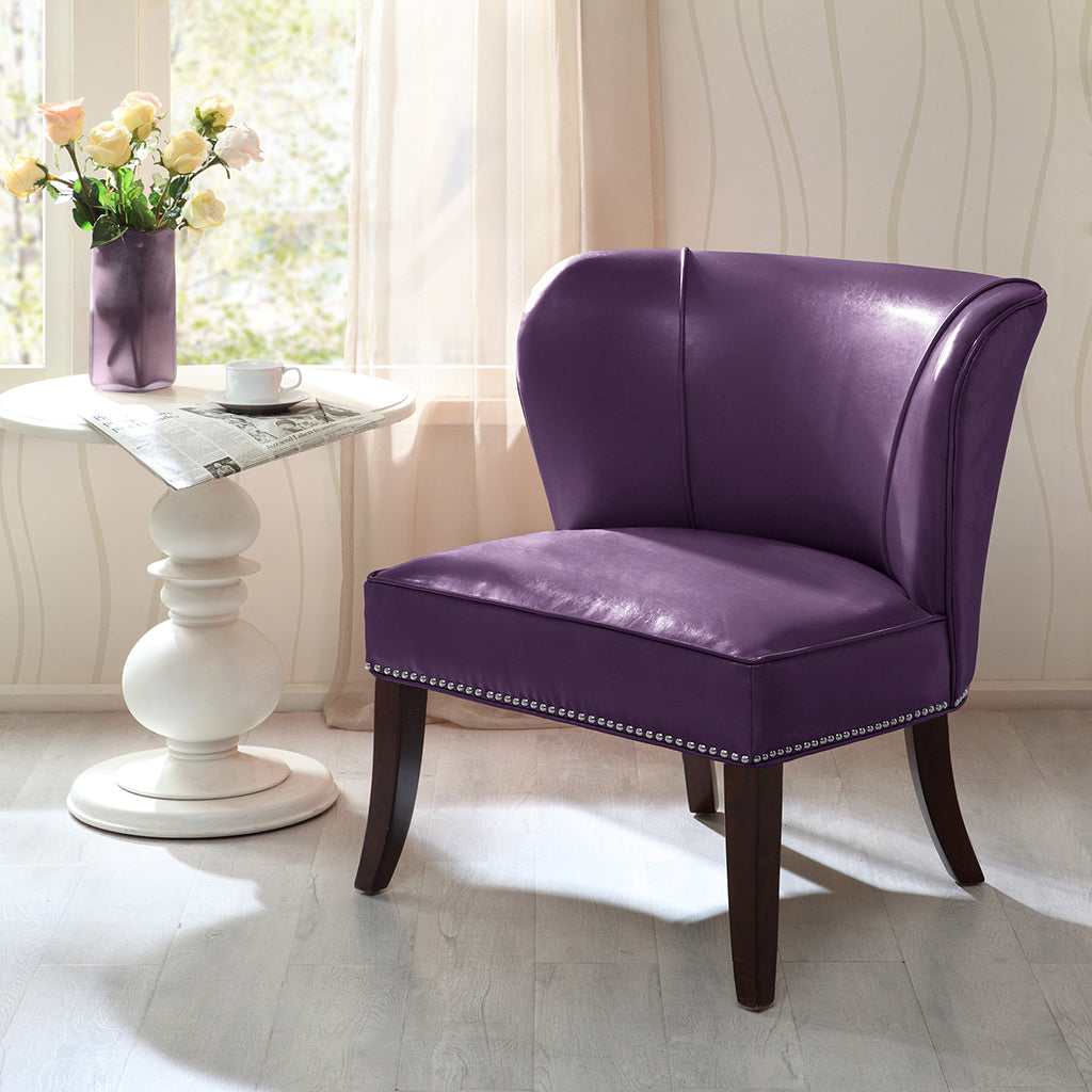 Armless Accent Chair Purple Polyester