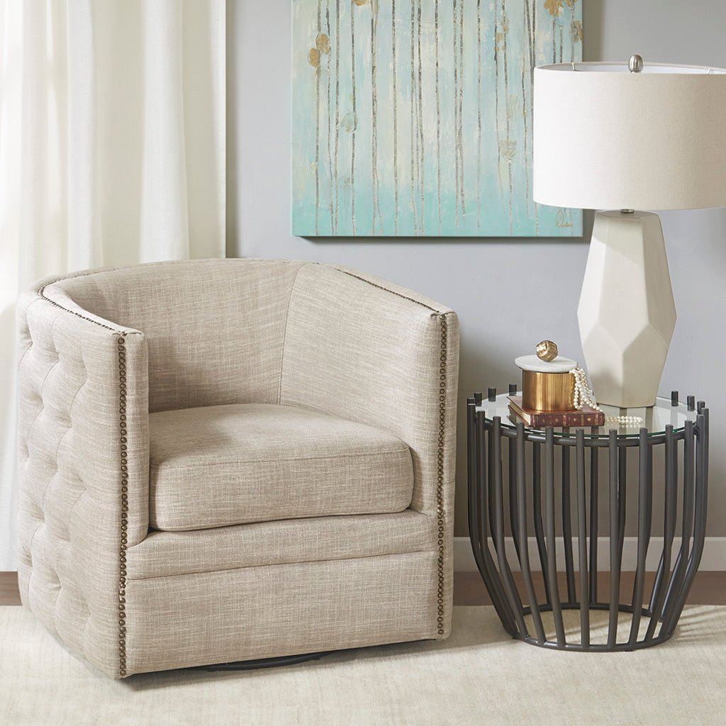 Capstone Swivel Chair Cream Solid Wood