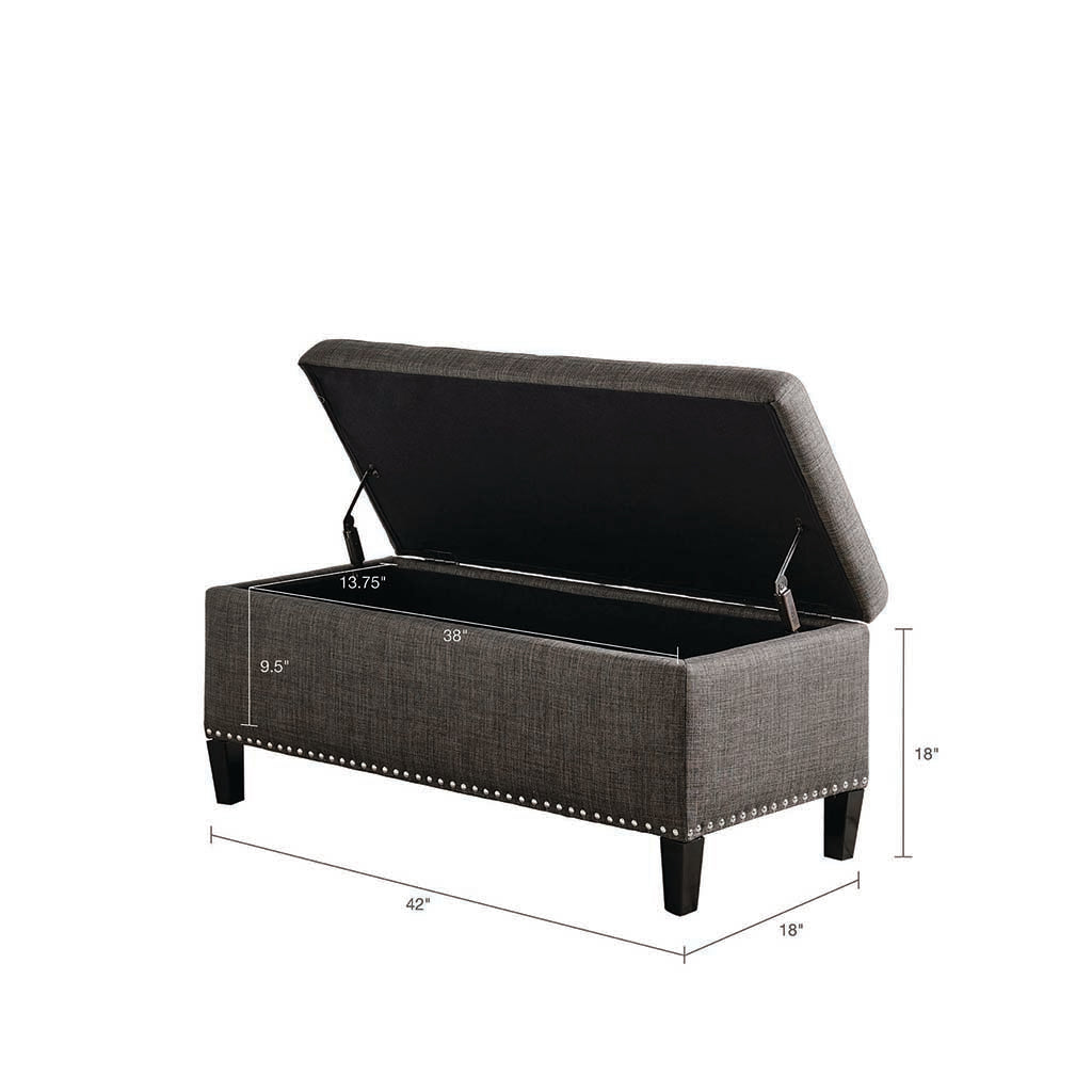 Tufted Top Soft Close Storage Bench Charcoal Polyester