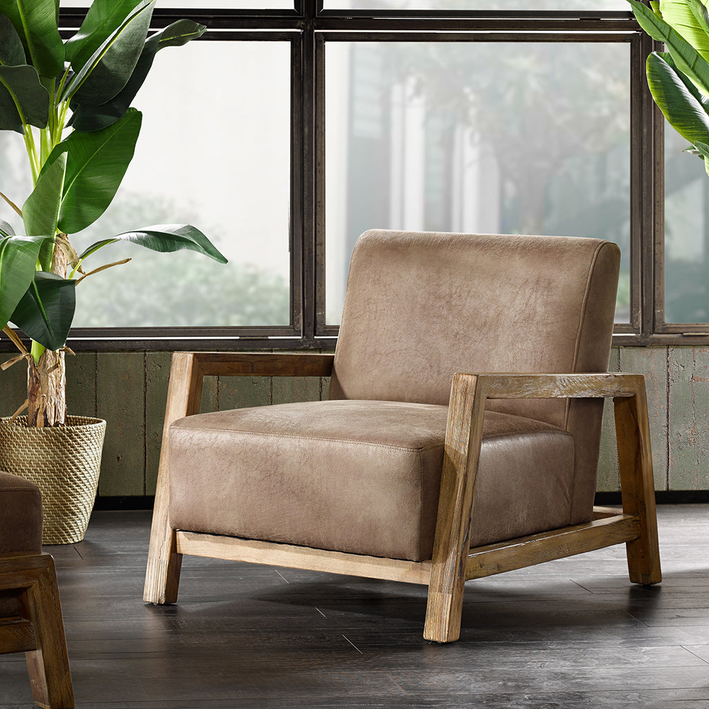 Easton Low Profile Accent Chair Taupe Natural Polyester