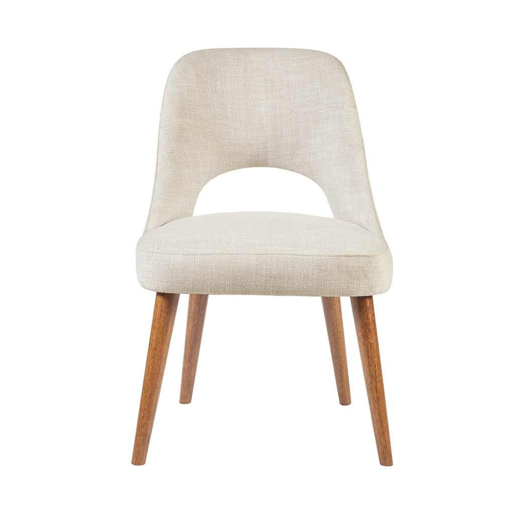 Dining Side Chair Set Of 2 Cream Polyester