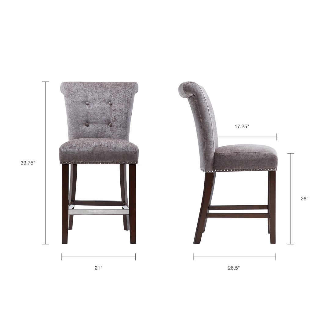 Colfax Counter Stool Grey Polyester