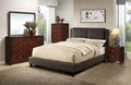 California King Size Bed 1Pc Bed Set Brown Faux Leather Upholstered Two Panel Bed Frame Headboard Bedroom Furniture Box Spring Not Required California King Brown Wood Bedroom Modern Pine Bed Frame Faux Leather Particle Board