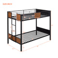 Twin Over Twin Bunk Bed Modern Style Steel Frame Bunk Bed With Safety Rail, Built In Ladder For Bedroom, Dorm, Boys, Girls, Adults Old Sku:Mf190839Aad Twin Brown Metal