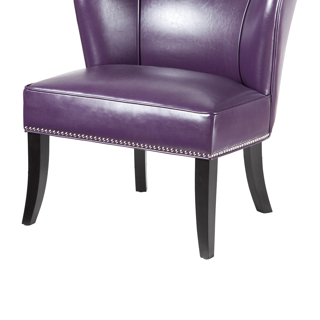 Armless Accent Chair Purple Polyester