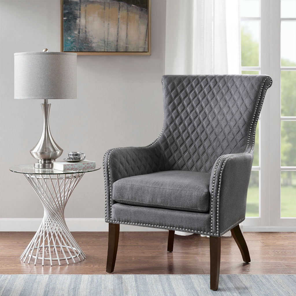Heston Accent Chair Grey Solid Wood