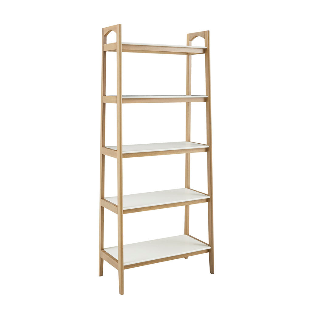 Shelf Bookcase Off White Natural Wood