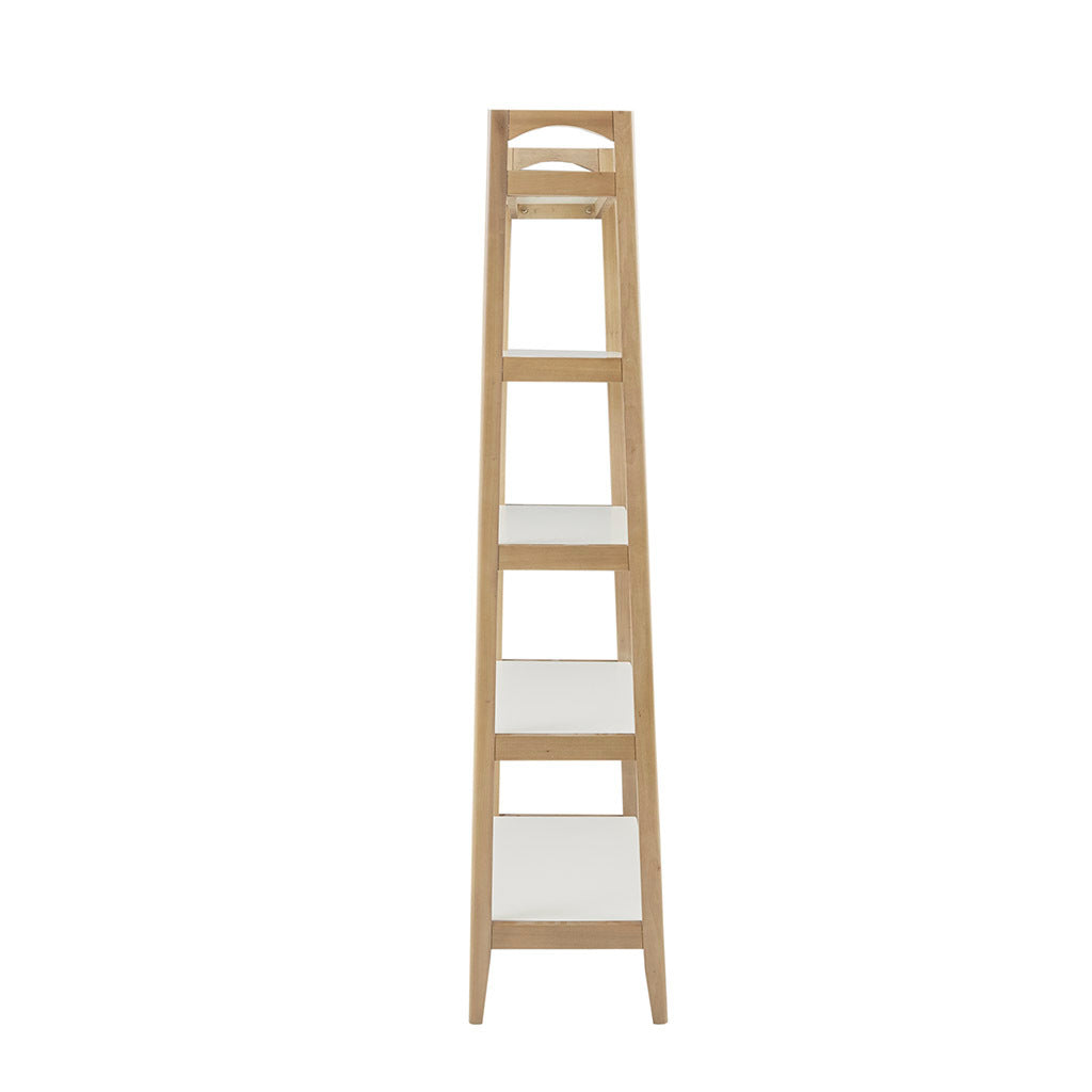 Shelf Bookcase Off White Natural Wood
