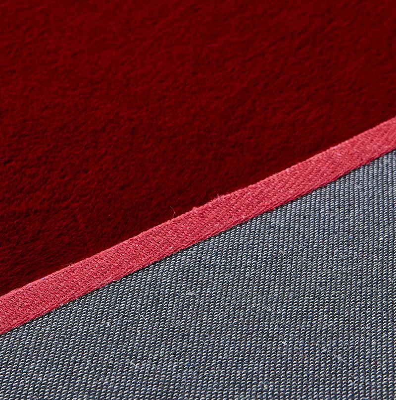 Lily Luxury Chinchilla Faux Fur Rectangular Area Rug Red Polyester