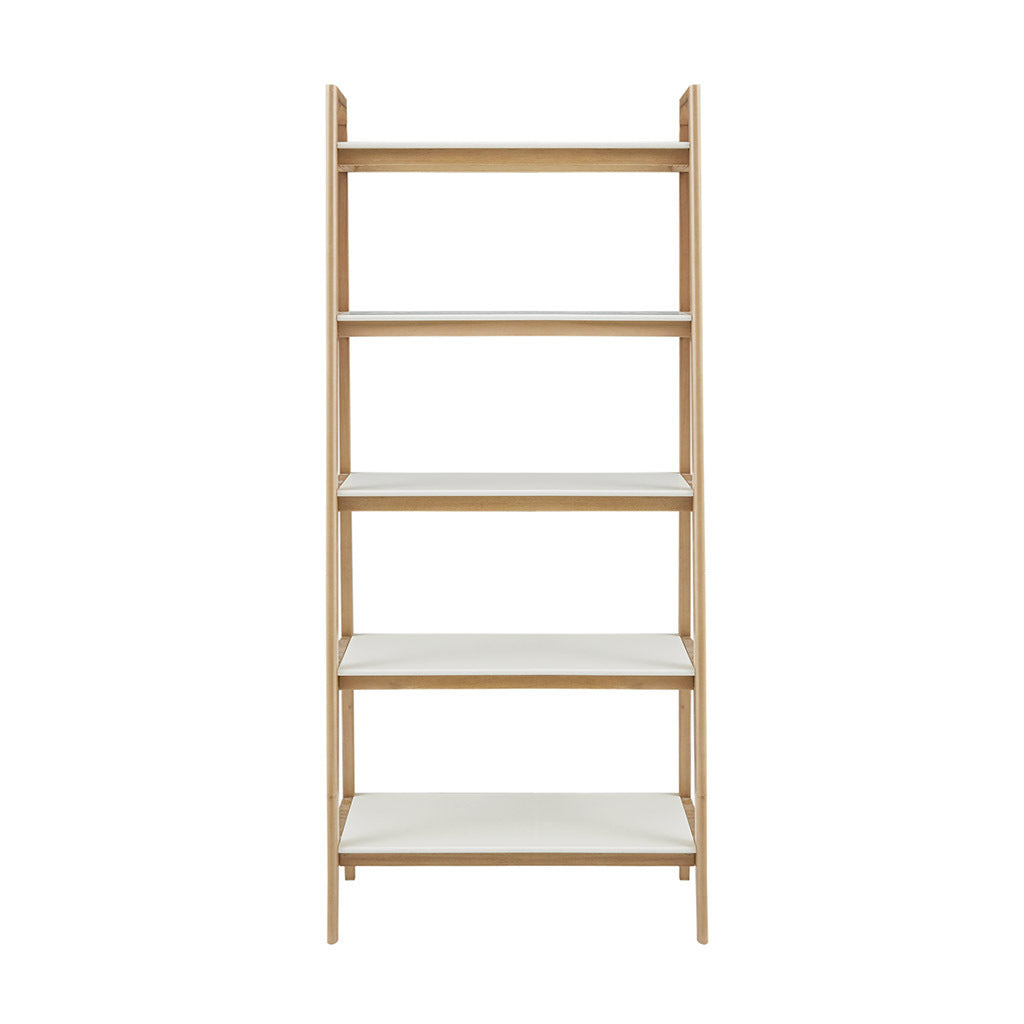 Shelf Bookcase Off White Natural Wood