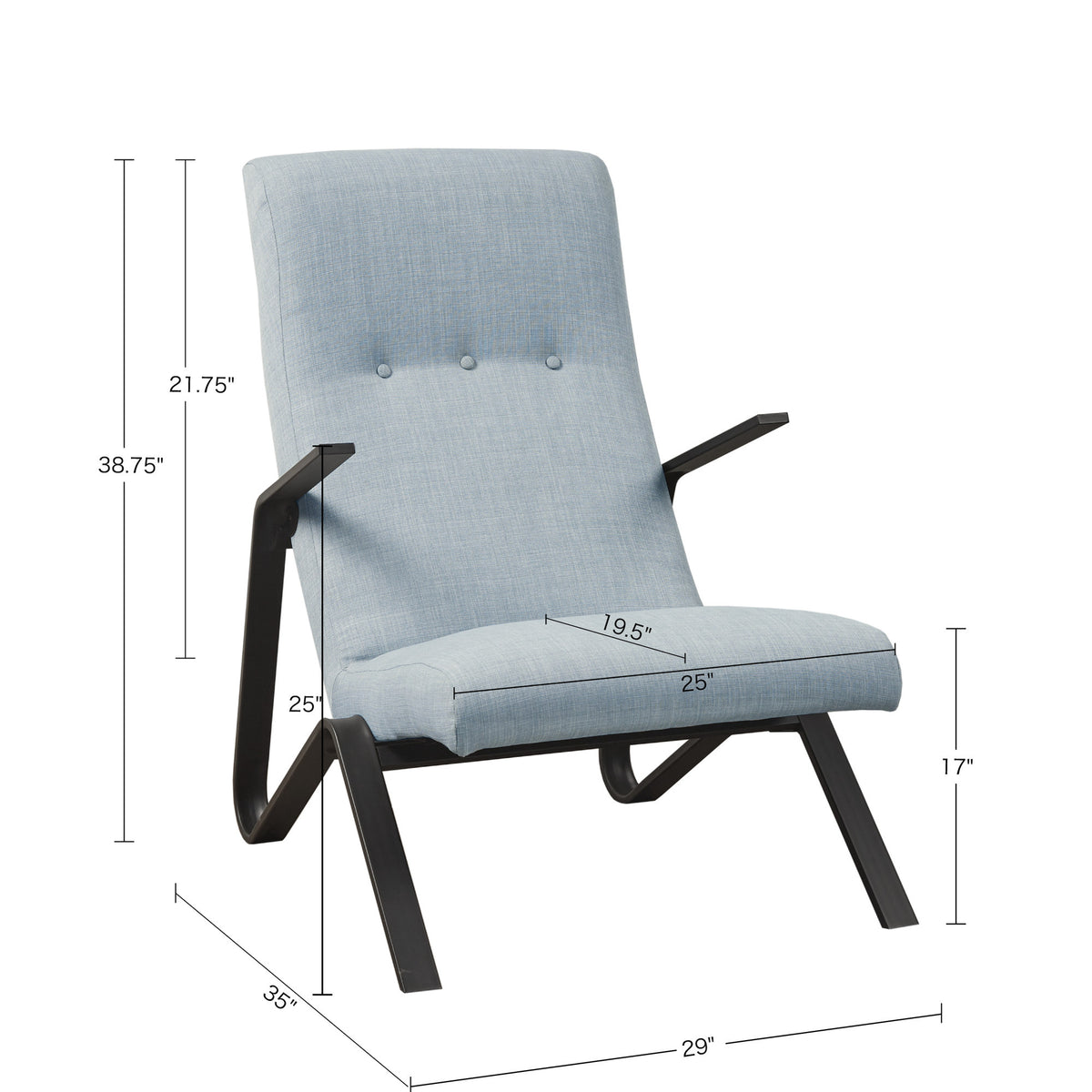 Manhattan Accent Chair Light Blue Wood Metal