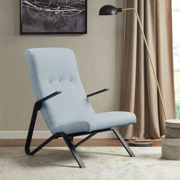 Manhattan Accent Chair Light Blue Wood Metal