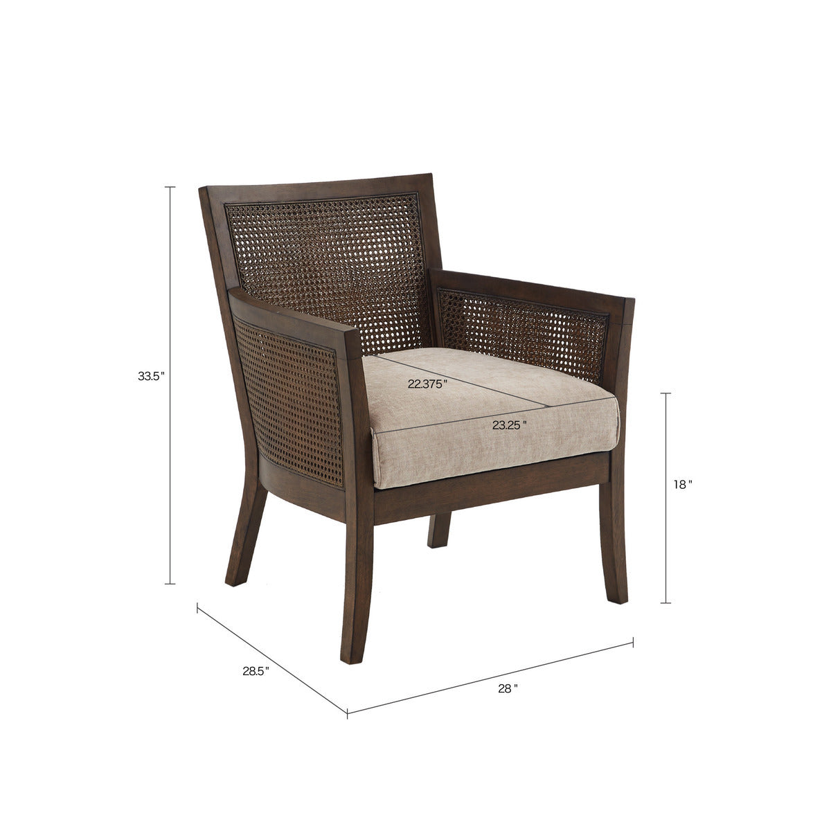 Cane Armchair Tan Espresso Polyester