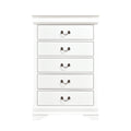 Traditional Design White Finish 1Pc Chest Of 5 Drawers Antique Drop Handles Drawers Bedroom Furniture White Bedroom Traditional Wood