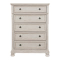 Wire Brushed White Finish 1Pc Chest Of Drawers With Ball Bearing Glides Transitional Bedroom Furniture White Bedroom Wood
