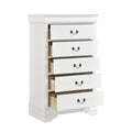 Traditional Design White Finish 1Pc Chest Of 5 Drawers Antique Drop Handles Drawers Bedroom Furniture White Bedroom Traditional Wood