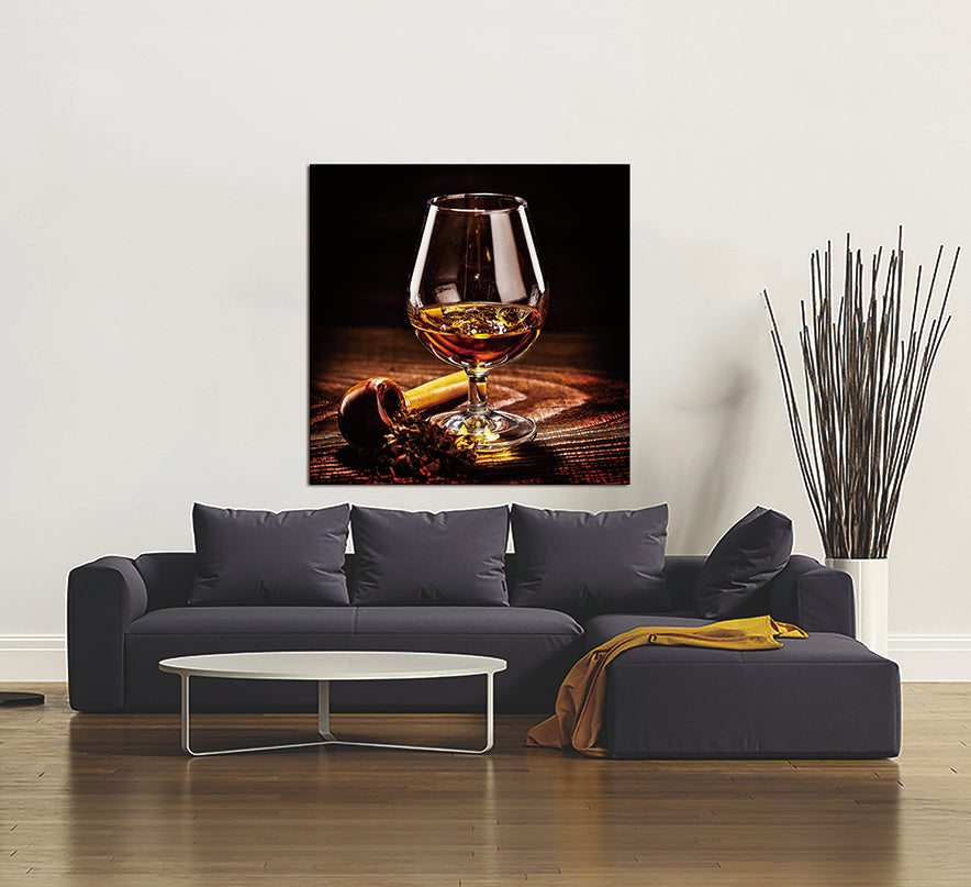 Oppidan Home "Pipe And Tasting Glass" Acrylic Wall Art 40"H X 40"W Multicolor Acrylic